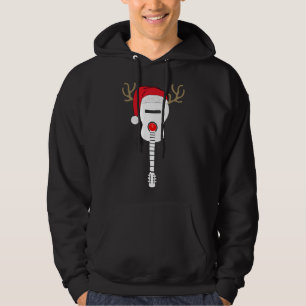 Weihnachtsgitarre-Weihnachtsmannmütze-Rentierfisch Hoodie