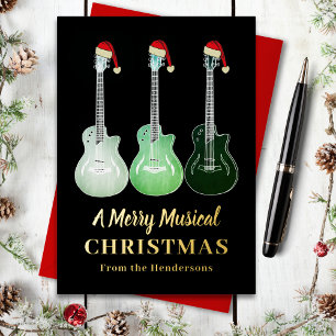 Weihnachtsgitarren Fröhliche Musikalische Benutzer Folien Feiertagspostkarte