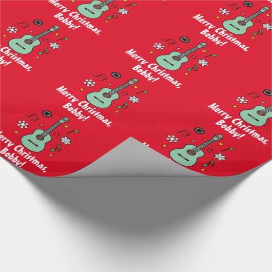 Weihnachtsgitarren-Name kundengerecht Geschenkpapier (Ecke)