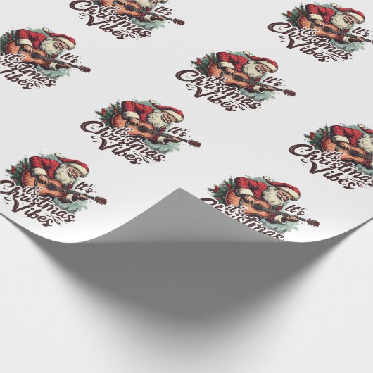 Weihnachtsgitarrist - Rockin Rund um die Uhr Geschenkpapier (Ecke)