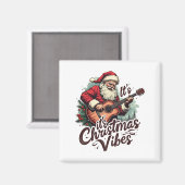 Weihnachtsgitarrist - Rockin Rund um die Uhr Magnet (Vorderseite/Rückseite)