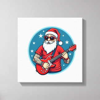 Weihnachtsgitarrist  Rockmusik Weihnachten (1) Leinwanddruck