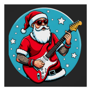 Weihnachtsgitarrist  Rockmusik Weihnachten (4) Poster