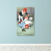 WeihnachtsgladnessIce Skaten Kids Collapse Leinwanddruck (Insitu (Holzboden))