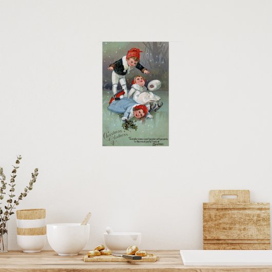 WeihnachtsgladnessIce Skaten Kids Collapse Poster (Küche)