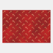 Weihnachtsglam Candy Canes Muster Red Gold Foil Geschenkpapier Set (Vorderseite)