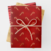 Weihnachtsglam Candy Canes Muster Red Gold Foil Geschenkpapier Set (Beispiel)