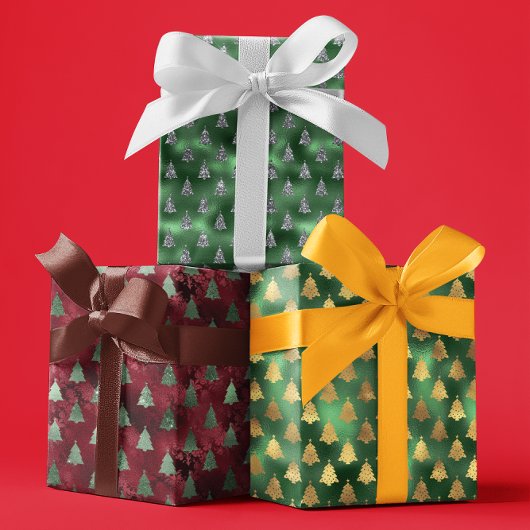 Weihnachtsglam Foil Metallische Glitzer Geschenkpapier Set