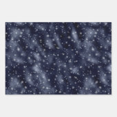 Weihnachtsglam Snowflake Muster Navy Blue Silver Geschenkpapier Set (Vorderseite)