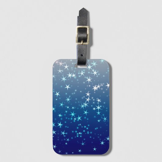 Weihnachtsglanz Sterne Blauer Himmel Gepäckanhänger (Vorderseite Vertikal)