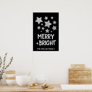 Weihnachtsglanz Sterne Fröhlich helle Familienname Poster