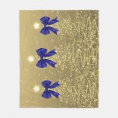 Weihnachtsglanzbäume Gold Falscher Navy-Bogen Fleecedecke (Vorderseite)