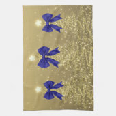 Weihnachtsglanzbäume Gold Falscher Navy-Bogen Geschirrtuch (Vertikal)