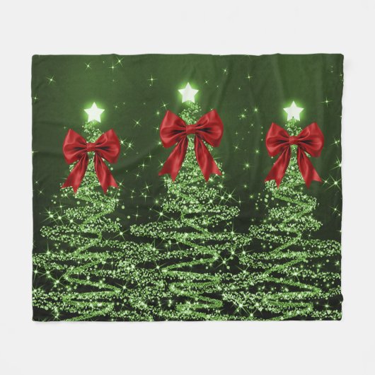 Weihnachtsglanzbäume Grün mit falscher roter Schle Fleecedecke (Vorderseite (Horizontal))