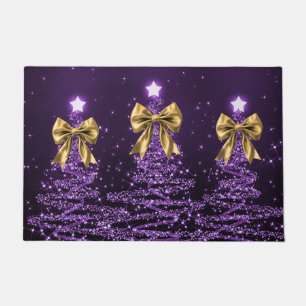Weihnachtsglanzbäume Lila Falsche Goldschleife Fußmatte