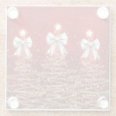 Weihnachtsglanzbäume Rot Silber Falsche Schleife Glasuntersetzer (Rückseite)