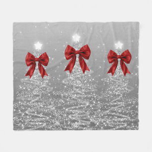 Weihnachtsglanzbäume Silber Falsche Rote Schleife Fleecedecke