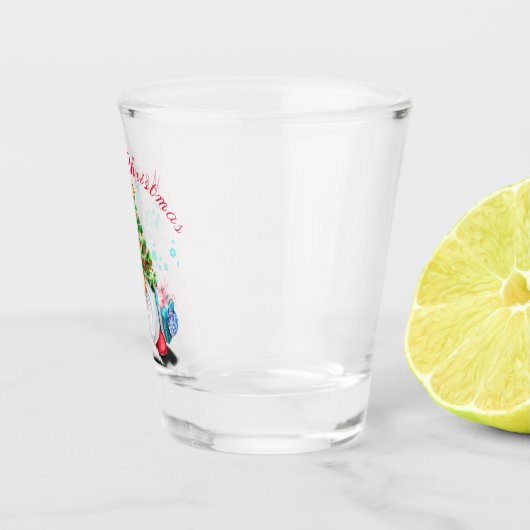 Weihnachtsglas-Gnome mit Geschenk Schnapsglas (Rechts)