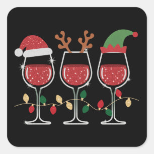 Weihnachtsglas-Lichter Weihnachten Feiertags-Trink Quadratischer Aufkleber