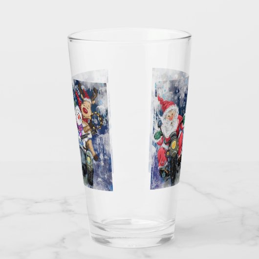 Weihnachtsglas mit glücklichen Weihnachtsfreunden Glas (Links)