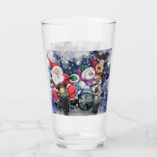 Weihnachtsglas mit glücklichen Weihnachtsfreunden Glas (Vorderseite)