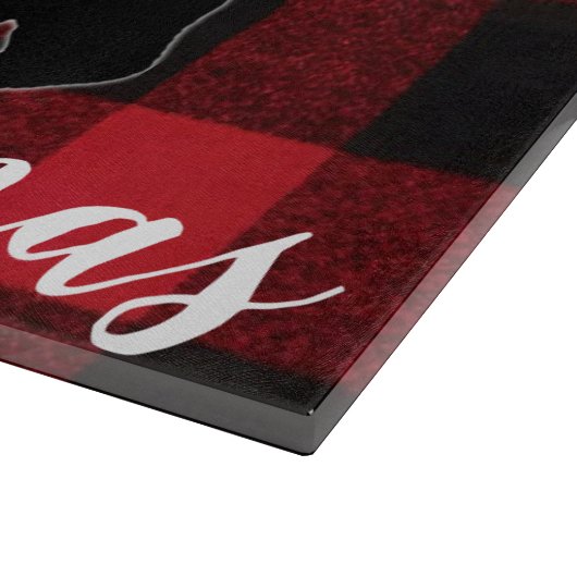 Weihnachtsglas schneiden roter Karierter Schwarzbä Schneidebrett (Ecke)