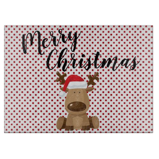 Weihnachtsglas-Schneiderschaft Rentier Polka Dot P Schneidebrett (Vorderseite)