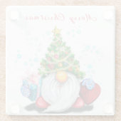 Weihnachtsglas Untersetzer Gnome mit Geschenken (Rückseite)