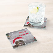 Weihnachtsglas-Untersetzer, wünschen Sie ein frohe Glasuntersetzer (Schrägansicht)
