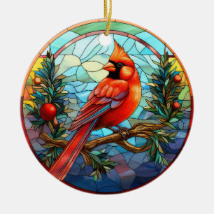 Weihnachtsglas vom Roten Kardinal Keramik Ornament