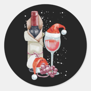 Weihnachtsglas-Weihnachtsmannmütze Runder Aufkleber