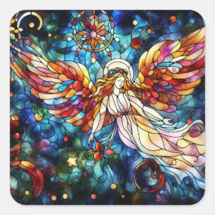 Weihnachtsglasaufkleber in Aquarellfarbe Quadratischer Aufkleber