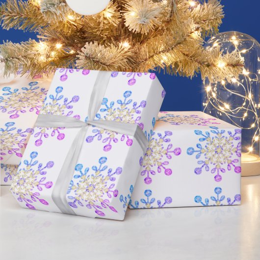 Weihnachtsgläser Schneeflocken Gold Pink Blau Geschenkpapier (Feiertage)