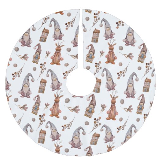 Weihnachtsgläser und Rentiermuster Polyester Weihnachtsbaumdecke (Vorderseite)