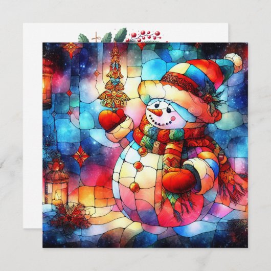 Weihnachtsglasgrün - Grußkarte Feiertagskarte (Vorne/Hinten)