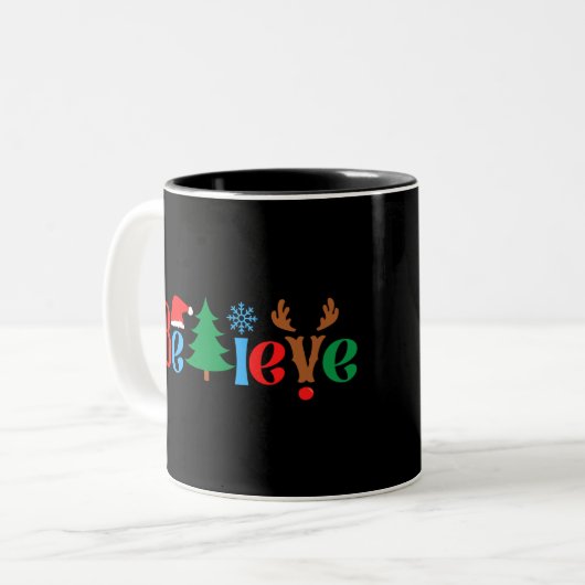 Weihnachtsglaube Zweifarbige Tasse (Vorderseite Links)