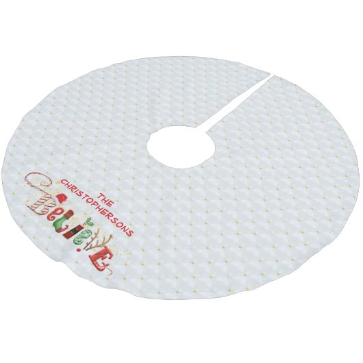 Weihnachtsglauben Personalisiert gesteppt Weiß Polyester Weihnachtsbaumdecke (Schrägansicht)