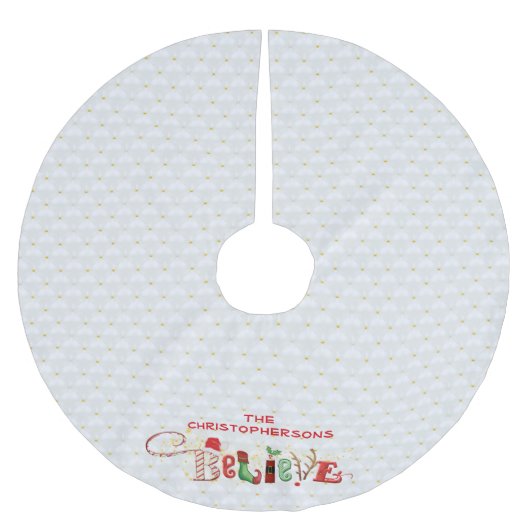 Weihnachtsglauben Personalisiert gesteppt Weiß Polyester Weihnachtsbaumdecke (Vorderseite)