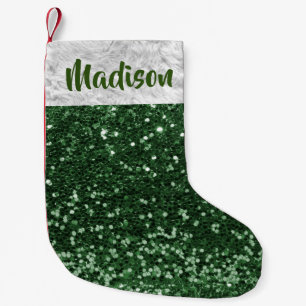 Weihnachtsglitter Pailletten Glam Grün Personalisi Kleiner Weihnachtsstrumpf