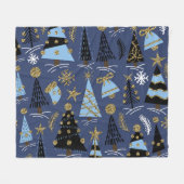 Weihnachtsglitter: Vintage-Muster Fleecedecke (Vorderseite (Horizontal))