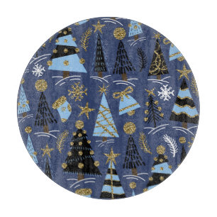 Weihnachtsglitter: Vintage-Muster Schneidebrett