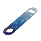 Weihnachtsglitzer Sterne Blauer Himmel Speed Flaschenöffner (Rückseite Schrägansicht)