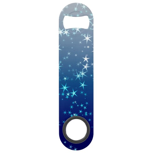 Weihnachtsglitzer Sterne Blauer Himmel Speed Flaschenöffner (Vorderseite)
