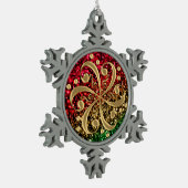 WeihnachtsGlitzermusikalische Schneeflocken Zinn-Ornament (Links)