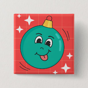 Weihnachtsglobus Gesicht lächeln happy Retro-Carto Button