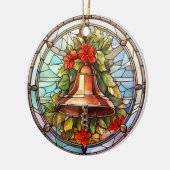 Weihnachtsglocke im Buntglasstil Keramik Ornament (Links)