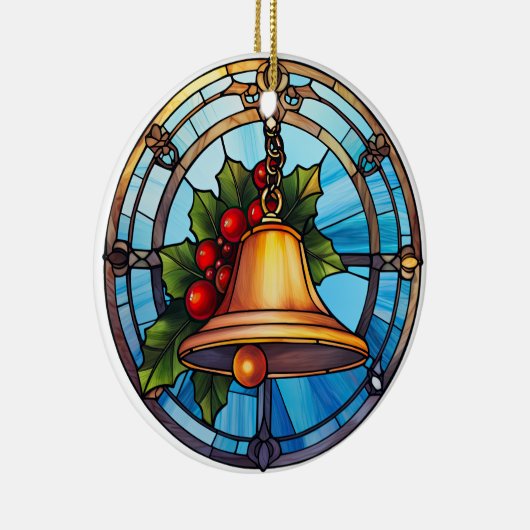 Weihnachtsglocke im Buntglasstil Keramik Ornament (Rechts)