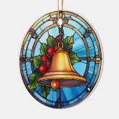 Weihnachtsglocke im Buntglasstil Keramik Ornament (Links)