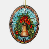 Weihnachtsglocke im Buntglasstil Keramik Ornament (Rechts)
