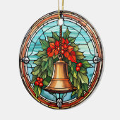 Weihnachtsglocke im Buntglasstil Keramik Ornament (Links)